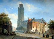 unknow artist European city landscape, street landsacpe, construction, frontstore, building and architecture.052 oil painting on canvas